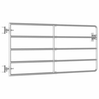 Poort met 5 stangen (95-170)x90 cm staal zilverkleurig 3