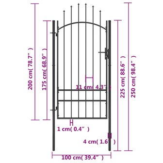 Poort 1x2,5 m staal zwart 5