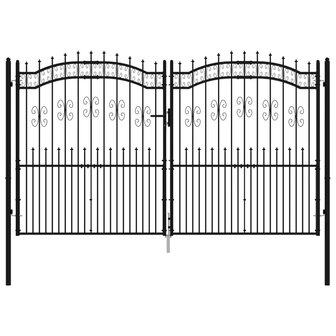 Poort met spijlpunten 305x223 cm gepoedercoat staal zwart 2