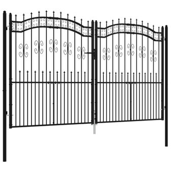 Poort met spijlpunten 305x223 cm gepoedercoat staal zwart 3