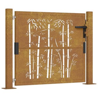 Poort met bamboe-ontwerp 105x80 cm cortenstaal 2