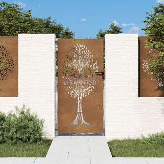 Poort 85x200 cm boomontwerp cortenstaal 1
