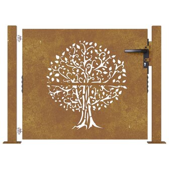 Poort 105x80 cm boomontwerp cortenstaal 4