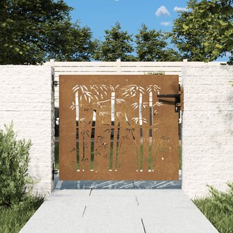 Poort 85x75 cm bamboe-ontwerp cortenstaal 1
