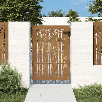 Poort 85x150 cm bamboe-ontwerp cortenstaal 1