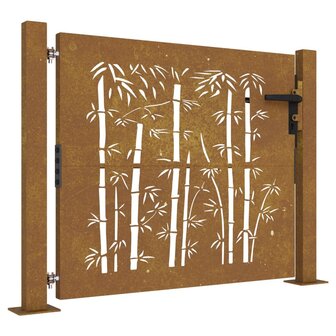 Poort 105x80 cm bamboe-ontwerp cortenstaal 2