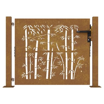 Poort 105x80 cm bamboe-ontwerp cortenstaal 4