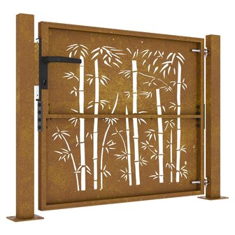 Poort 105x80 cm bamboe-ontwerp cortenstaal 6
