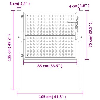 Poort 105x125 cm staal antracietkleurig 6