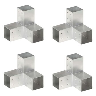 Paalverbindingen 4 st Y-vorm 81x81 mm gegalvaniseerd metaal 1
