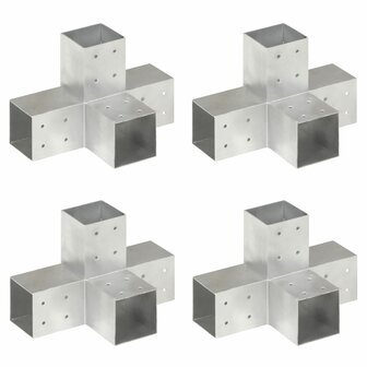 Paalverbindingen 4 st X-vorm 81x81 mm gegalvaniseerd metaal 1