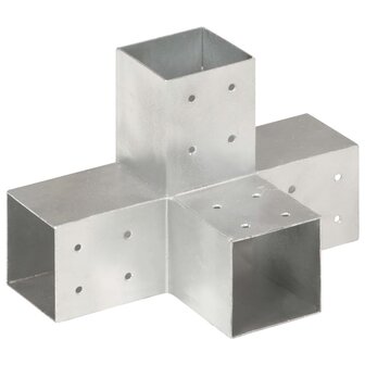 Paalverbindingen 4 st X-vorm 81x81 mm gegalvaniseerd metaal 2