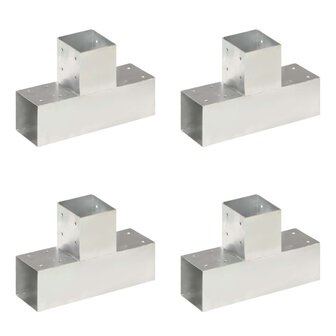 Paalverbindingen 4 st T-vorm 91x91 mm gegalvaniseerd metaal 1