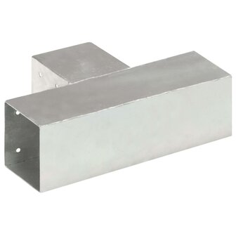 Paalverbindingen 4 st T-vorm 91x91 mm gegalvaniseerd metaal 5