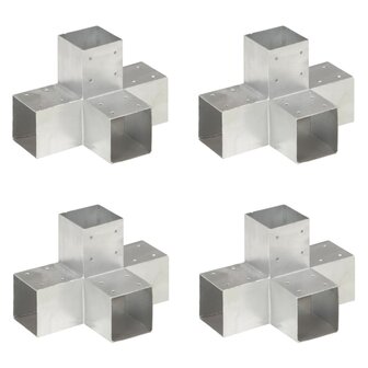 Paalverbindingen 4 st X-vorm 91x91 mm gegalvaniseerd metaal 1