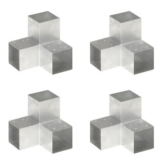 Paalverbindingen 4 st Y-vorm 101x101 mm gegalvaniseerd metaal 1