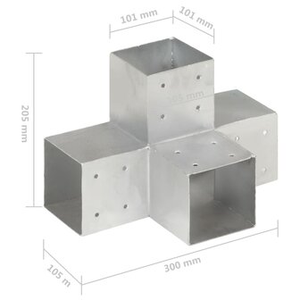 Paalverbindingen 4 st X-vorm 101x101 mm gegalvaniseerd metaal 7