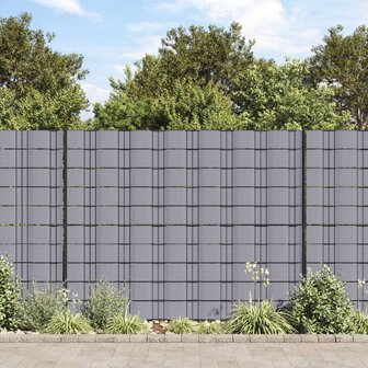 Tuinschermen 4 st 35x0,19 m PVC mat lichtgrijs 1