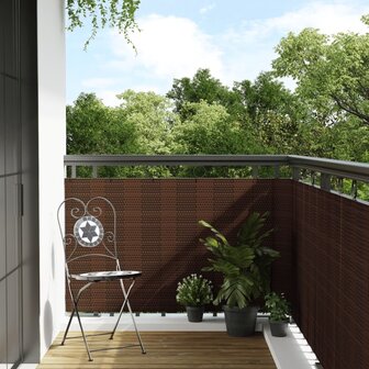 Balkonscherm 300x90 cm poly rattan bruin en zwart 1
