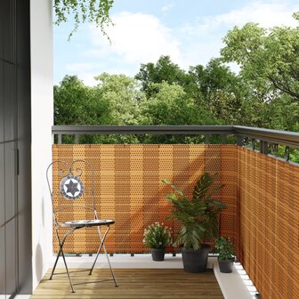 Balkonscherm 400x90 cm poly rattan lichtbruin 1