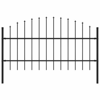 Tuinhek met speren bovenkant (0,75-1)x1,7 m staal zwart 1