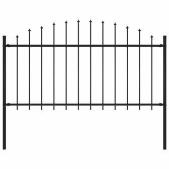 Tuinhek met speren bovenkant (1,25-1,5)x1,7 m staal zwart 1