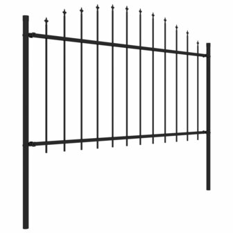 Tuinhek met speren bovenkant (1,25-1,5)x1,7 m staal zwart 2