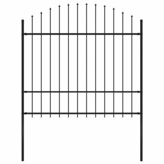 Tuinhek met speren bovenkant (1,5-1,75)x1,7 m staal zwart 1