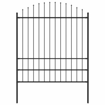 Tuinhek met speren bovenkant (1,75-2)x1,7 m staal zwart 1
