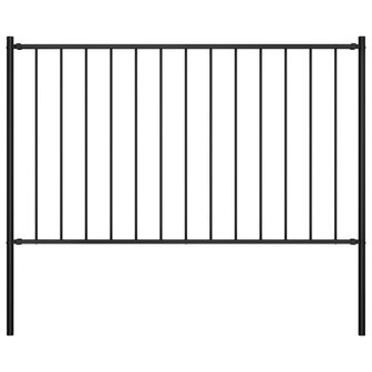 Hekpaneel met palen 1,7x0,75 m gepoedercoat staal zwart 1