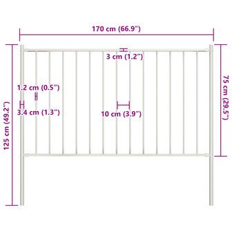 Hekpaneel met palen 1,7x0,75 m gepoedercoat staal wit 4