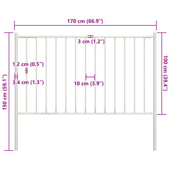 Hekpaneel met palen 1,7x1 m gepoedercoat staal wit 4