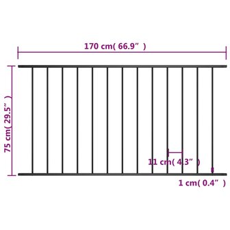 Hekpaneel 1,7x0,75 m gepoedercoat staal zwart 4