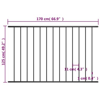 Hekpaneel 1,7x1,25 m gepoedercoat staal zwart 4