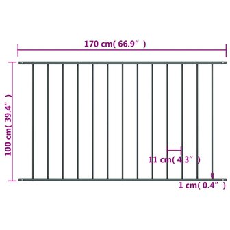 Hekpaneel 1,7x1 m gepoedercoat staal antraciet 4
