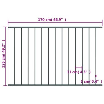 Hekpaneel 1,7x1,25 m gepoedercoat staal antraciet 4