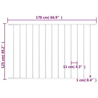 Hekpaneel 1,7x1,25 m gepoedercoat staal wit 4