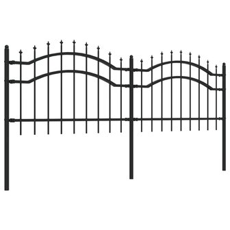 Tuinhek met spijlpunten 115 cm gepoedercoat staal zwart 3