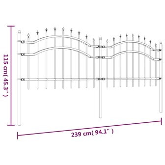 Tuinhek met spijlpunten 115 cm gepoedercoat staal zwart 6