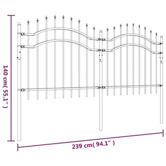 Tuinhek met spijlpunten 140 cm gepoedercoat staal zwart 6