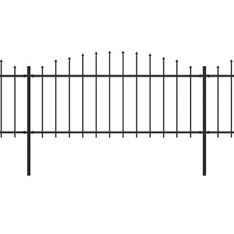 Tuinhek met speren bovenkant (0,5-0,75)x3,4 m staal zwart 2