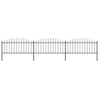Tuinhek met speren bovenkant (0,5-0,75)x5,1 m staal zwart 1