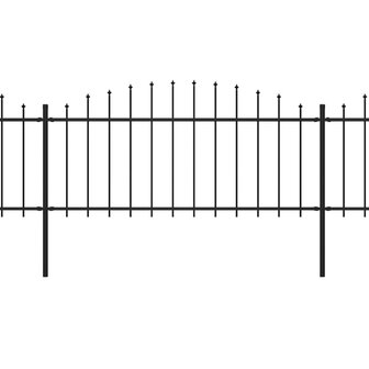 Tuinhek met speren bovenkant (0,5-0,75)x5,1 m staal zwart 2