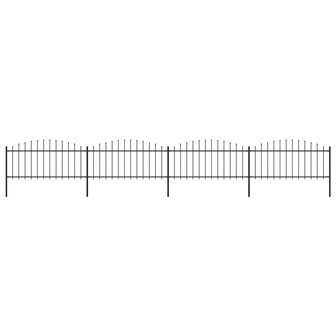 Tuinhek met speren bovenkant (0,5-0,75)x6,8 m staal zwart 1