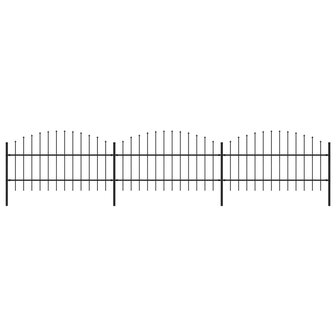 Tuinhek met speren bovenkant (0,75-1)x5,1 m staal zwart 1