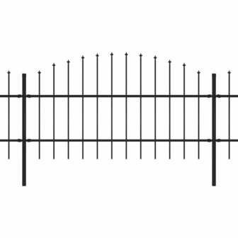 Tuinhek met speren bovenkant (0,75-1)x5,1 m staal zwart 2