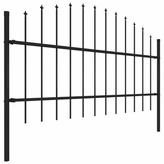 Tuinhek met speren bovenkant (0,75-1)x6,8 m staal zwart 3