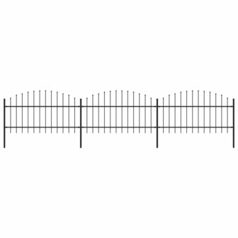 Tuinhek met speren bovenkant (1-1,25)x5,1 m staal zwart 1