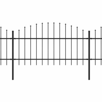 Tuinhek met speren bovenkant (1-1,25)x5,1 m staal zwart 2
