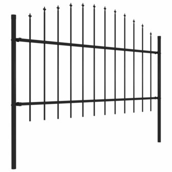 Tuinhek met speren bovenkant (1-1,25)x5,1 m staal zwart 3